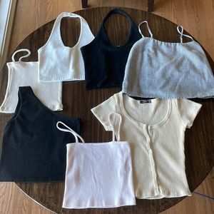 Brandy Melville bundle -2 halters, 3 spaghetti straps, 1 side strap, 1 button up